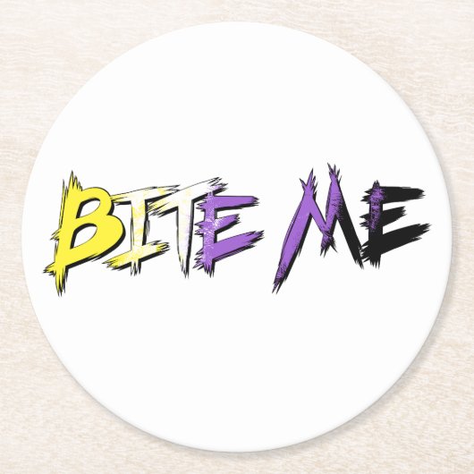 ノンバイナリー プライド Bite Me ラウンドペーパーコースター (正面)