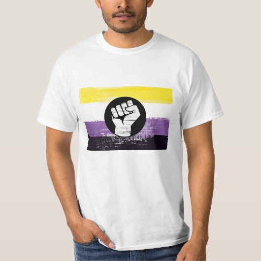 ノンバイナリー ペインテッド 抗議旗 Tシャツ (正面)
