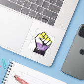 ノンバイナリー 抵抗のこぶし ステッカー シール (ノートパソコンとiPhone)