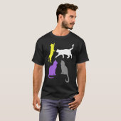 ノンバイナリー LGBTQ LGBT かわいい ネコ デザイン Tシャツ (正面フル)