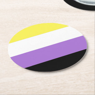 ノンバイナリー Pride フラッグ ラウンドペーパーコースター