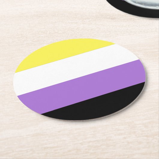 ノンバイナリー Pride フラッグ ラウンドペーパーコースター (アングル)