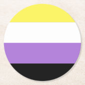 ノンバイナリー Pride フラッグ ラウンドペーパーコースター (正面)