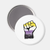ノンバイナリー Pride 抗議のこぶし マグネット (正面/裏面)