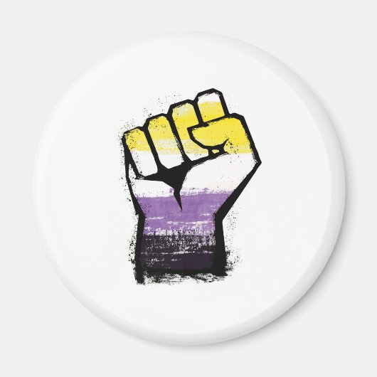ノンバイナリー Pride 抗議のこぶし マグネット (正面)