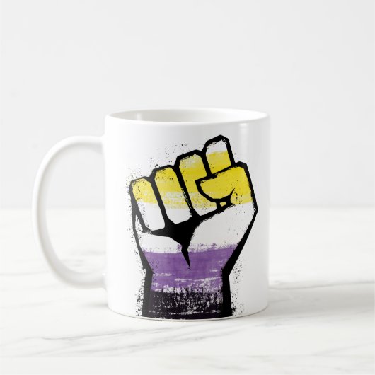 ノンバイナリー Pride Fist コーヒーマグカップ (左)