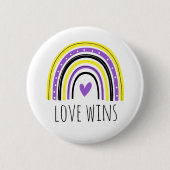 ノンバイナリー Pride Love Wins LGBT レインボー バッジ (正面)