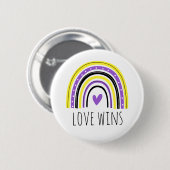 ノンバイナリー Pride Love Wins LGBT レインボー バッジ (正面&裏面)