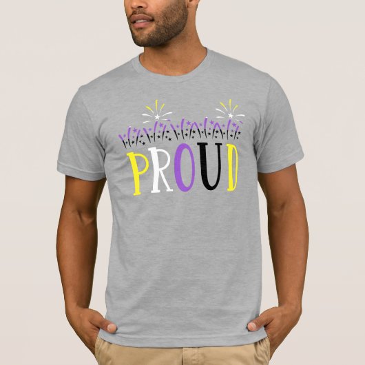 ノンバイナリー PROUD 花火 LGBTQ Tシャツ (正面)