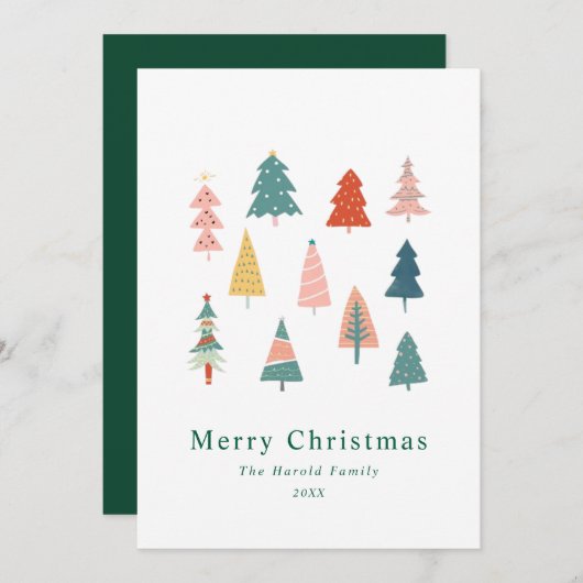 ノンフォトエレガントシンプルクリスマスツリー シーズンカード (正面/裏面)