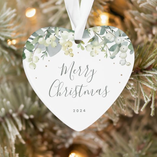 ノンフォトカスタムのスノーベリーハート型クリスマス オーナメント (ツリー)