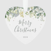 ノンフォトカスタムのスノーベリーハート型クリスマス オーナメント (正面)