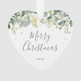 ノンフォトカスタムのスノーベリーハート型クリスマス オーナメント