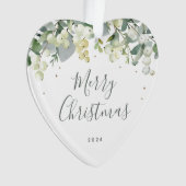 ノンフォトカスタムのスノーベリーハート型クリスマス オーナメント (正面)