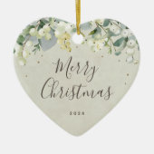 ノンフォトカスタムクリスマスハート型 セラミックオーナメント (正面)