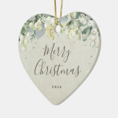 ノンフォトカスタムクリスマスハート型 セラミックオーナメント (左)