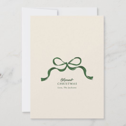 ノンフォトクリスマスグリーンモダンレトロ弓 シーズンカード (正面)