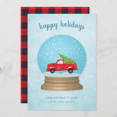 ノンフォトクリスマスツリースノーグローブオールドレッドトラック シーズンカード (正面/裏面)