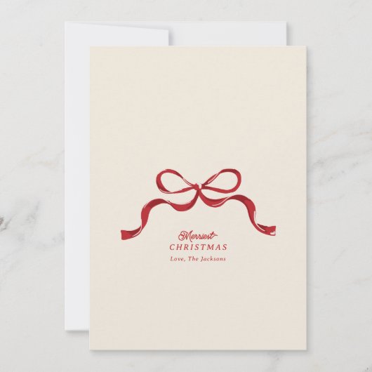 ノンフォトクリスマスレッドモダンレトロ弓 シーズンカード (正面)