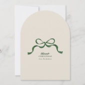 ノンフォトグリーンレトロクリスマスボウカード 招待状 (正面)