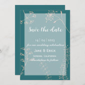 ノンフォトシンプル緑青ワイルドフラワー セーブザデート (正面/裏面)