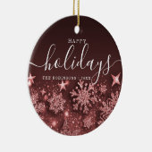 ノンフォトホリデークリスマスグリッター雪バラ金ゴールド セラミックオーナメント (右)