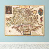 ノヴァバージニアタブラ1630ヘンリカスホンディウスの地図 キャンバスプリント (インサイチュ (ウッドフロア))