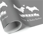 ノーウィッチテリアシルエット夫婦と文字 ラッピングペーパー (ロールコーナー)