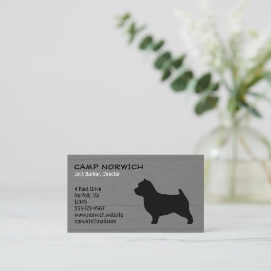 ノーウィッチテリア犬はシルエットの木をフェイク育成 名刺 (スタンド正面)