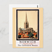 ノーウィッチヴィンテージ旅行ポスター復元 ポストカード (正面/裏面)