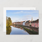 ノーウィッチ大聖堂とウェンサム川の景色 ポストカード (正面/裏面)