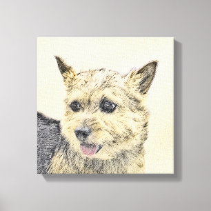 ノーウィッ絵画ドテリアの – かわいいオリジナルドッグアート キャンバスプリント