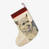 ノーウィッ絵画ドテリアの – かわいいオリジナルドッグアート スモールクリスマスストッキング (裏面 (吊り時))
