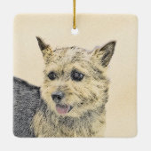 ノーウィッ絵画ドテリアの – かわいいオリジナルドッグアート セラミックオーナメント (裏面)