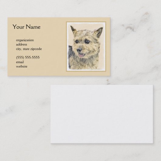 ノーウィッ絵画ドテリアの – かわいいオリジナルドッグアート 名刺 (正面/裏面)