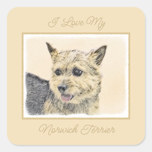 ノーウィッ絵画ドテリアの – かわいいオリジナルドッグアートS スクエアシール (正面)