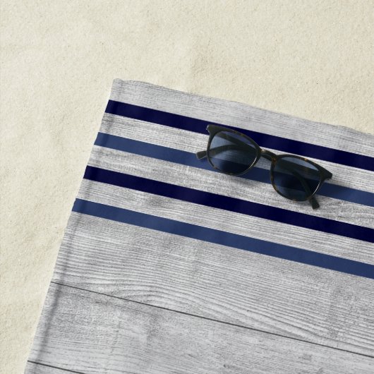 ノーウェイクゾーンネイビーいかりロープ航海の ビーチタオル (インサイチュ)