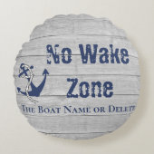 ノーウェイクゾーンネイビーいかりロープ航海の ラウンドクッション (正面)