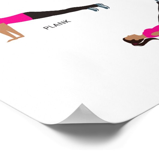 ノーウェイトエクササイズフィットネスポスター – ピンク ポスター (角)