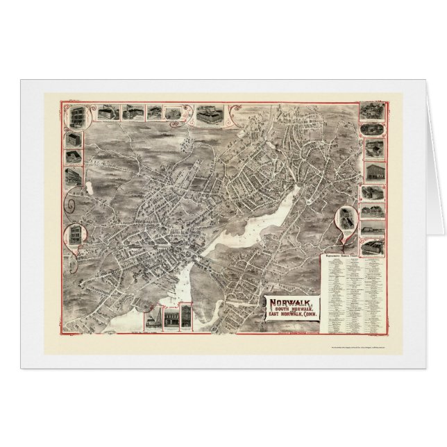 ノーウォークのCTのパノラマ式の地図- 1899年 (正面横)