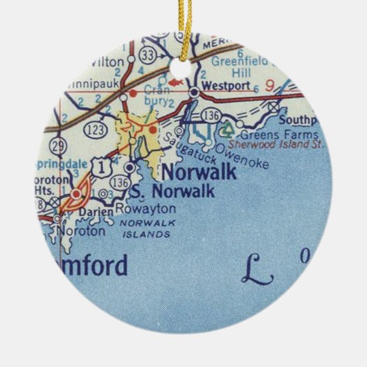 ノーウォークCTヴィンテージマップ セラミックオーナメント (正面)