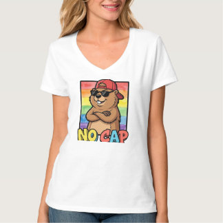 ノーキャップカピバラ - 面白いカピバラのミームストリートウェア Tシャツ