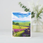 ノーサンバーランドイングランドトラベルヴィンテージイラストレーション ポストカード (スタンド正面)