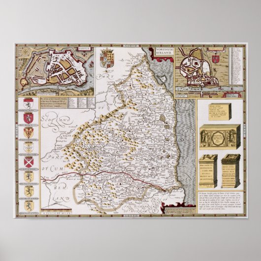 ノーサンバーランド、ヨドックス・ホンディウス刻印 ポスター (正面)