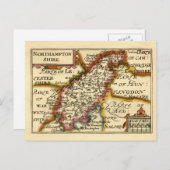ノーサンプトンシャー郡イングランド古物地図 ポストカード (正面/裏面)