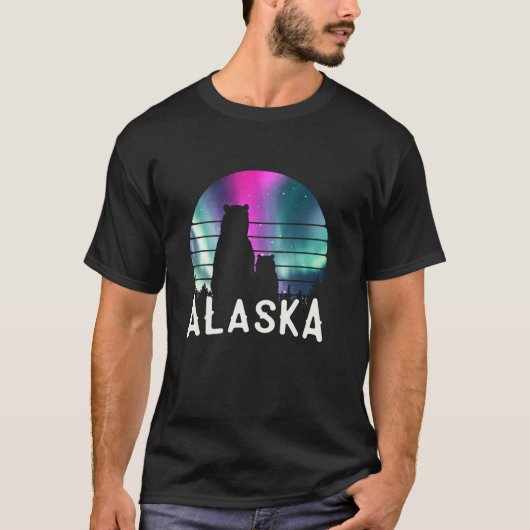ノーザンアラスカマママベアベビーポーラライツビューイン Tシャツ (正面)