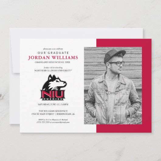 ノーザンイリノイ・ハスキーズ | 卒業 案内状 (正面)