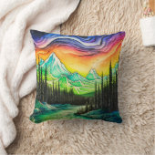 ノーザンカラフルライトイラストレーション クッション (ブランケット)