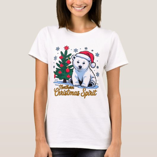ノーザンクリスマススピリットとカナダのクリスマス Tシャツ (正面)