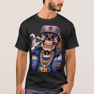 ノーザンストリートキング - アーバンスケルトンヒップホップグラフィック Tシャツ